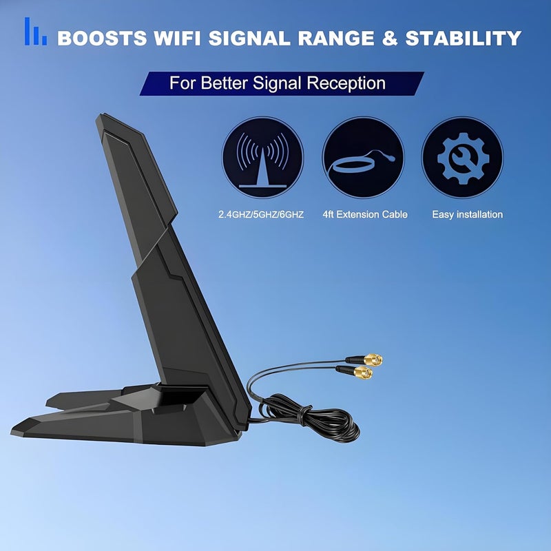 slinkdsco External 2.4G/5G/6GHz WiFi 6 6E Tri-Band Magnetic Base Replacement Antenna for GIGABYTE AORUS Z790 B650 B550 B450 B560I ASUS ROG Strix, AORUS PRO AX/AORUS PRO X Series, - Image 2